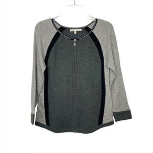 41 Hawthorn Jally Faux Leather Trim ZipUp Cardigan